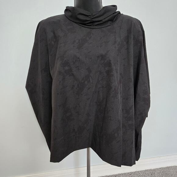 BURU blouse women's size s/m boxy turtleneck short sleeve artsy black marble - Picture 1 of 12